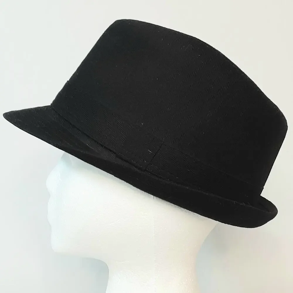 Men’s Black 100% Cotton Twill Lightweight Trilby Hat Medium Large